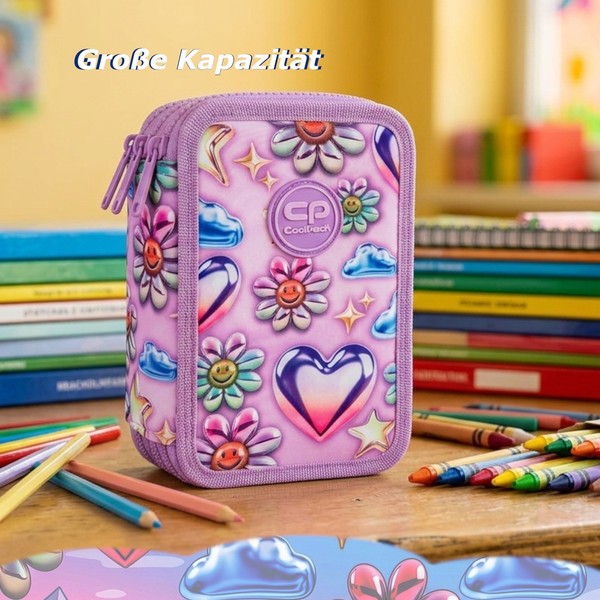 Federmappe 3-Fach Federtasche GefüLlte SchüLeretui SchulmäPpchen Balloons-image