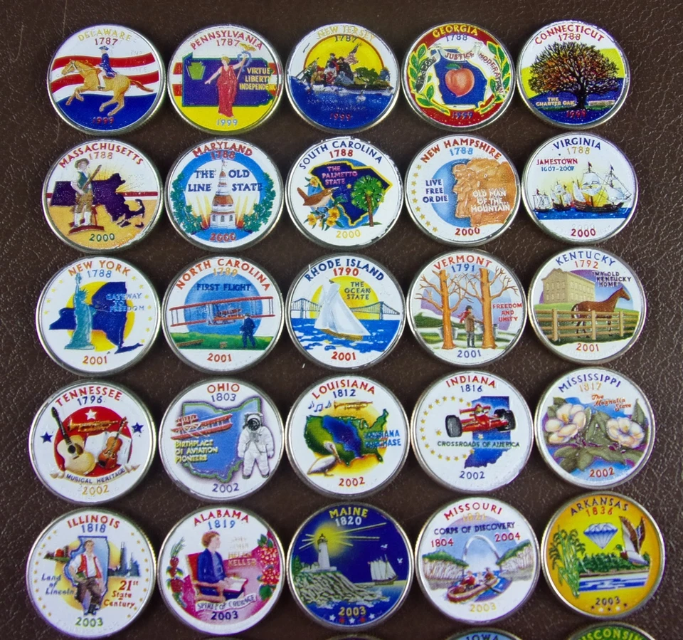 COMPLETE 1999 - 2008 50 STATE COLORIZED STATEHOOD QUARTER SET - Image 2 of 4