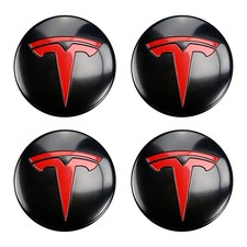 Wheel Cover Center Emblem Stickerfor Model 3 Model Y Hubcaps Wheel Rim Black Red