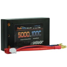 PHB2S5000100CSH 2S 7.4V 5000MAH 100C Shorty Lipo Battery, w/ 4mm Bullet Conn...
