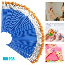 100X Artist Paint Brushes Set Nylon Flat Painting Pen for Acrylic Oil Watercolor
