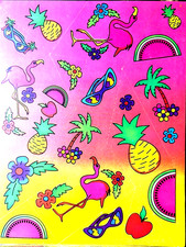 VINTAGE 80  S LISA FRANK TROPICAL STICKER SHEET