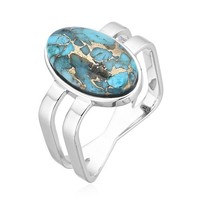Cavill Silberring Damen 925 Sterling TüRkis 4,69Ct Ovaler Cabochon
