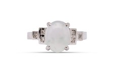 14k White Gold 1.53ctw Moonstone 0.06ctw Diam...