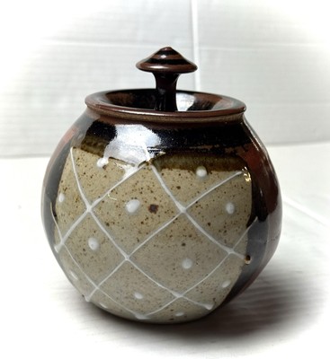Handmade Studio Art Pottery Lidded Storage Jar Honey Pot Ceramic Stoneware Boho
