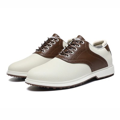 Mens Golf Shoes Outdoor Leather Golf Sports Leisure Trainers Walking Boots brown