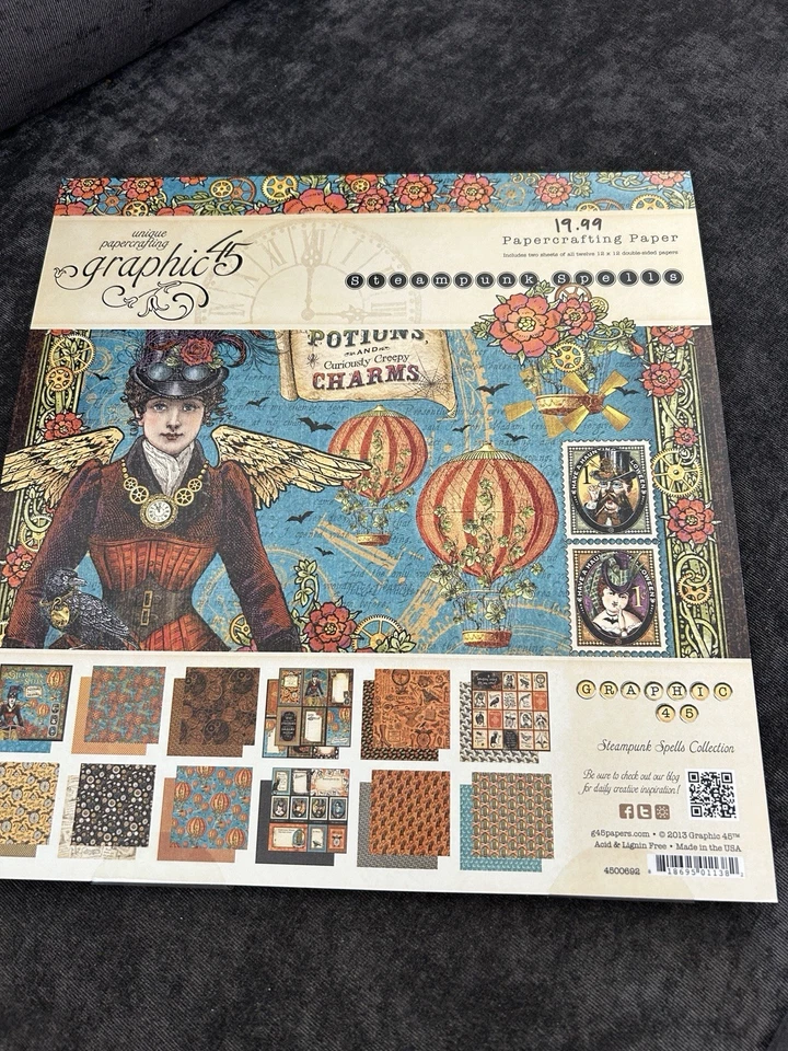 Graphic 45 Couture Collection 纸垫 2 片板标签和口袋横幅 + — 第 2/4 张图片