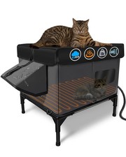 Heated Cat House for Outside Insulated in Winter,Super Large,Fully Waterproof...