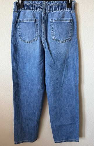 Cat & Jack Medium Wash Relaxed Paperbag High Rise Stretch Denim Jeans Size 12 - Picture 3 of 4