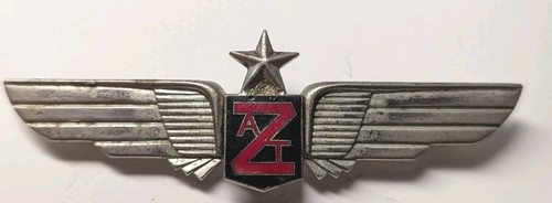 50s 60s Zantop Air Transport Sterling / Enameled Pilot Wing - Gemsco Mkr - PB L5