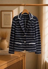 Tommy Hilfiger Women s Navy Striped Blazer Ja...