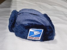 Vintage USPS Letter Carrier Fur Winter Trapper Hat Ear Flaps LARGE L USA Mailman