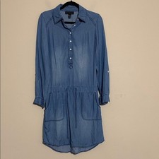 INC International Concepts Blue shirt Dress women 4 chambray vacation beach Y2K