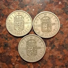 1955 GREAT BRITAIN ONE SHILLING COIN - SCOTTISH CREST (1 COIN PER SALE) #B7448