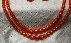 Vintage orange moon glow beaded necklace earrings set — photo 6