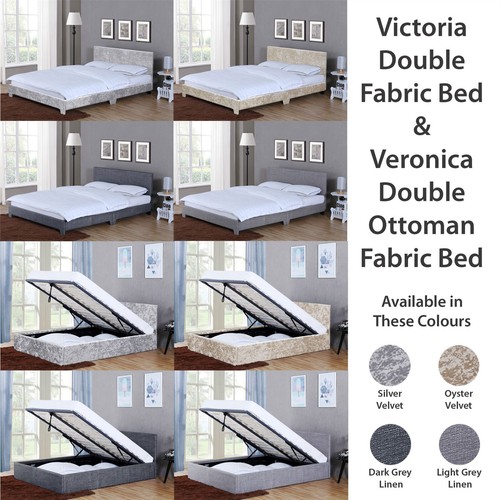 Victoria Veronica Double Bed Frame Ottoman 4FT6 Upholstered Fabric Storage Lift