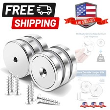 Strong Magnets with Hole, 100LB Heavy Duty Neodymium Cup Magnets with Stainl...
