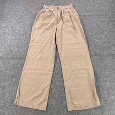 Reformation Pants Womens 2 Petite Tan Tencel High Rise Pleated Wide Leg Trousers