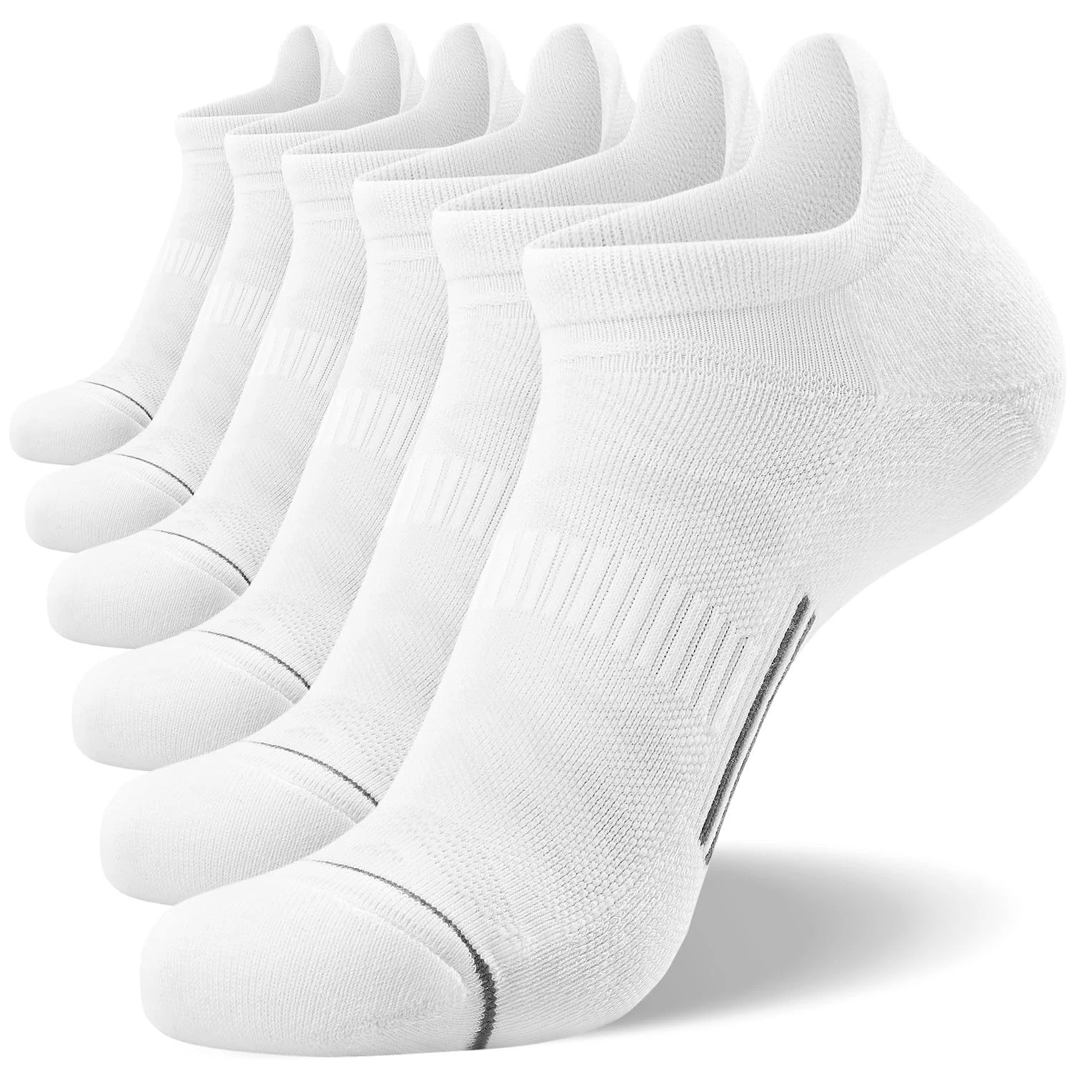 6 Pack Men's Ankle Running Socks Low Cut Cushioned Athletic Sports Socks, Sho...