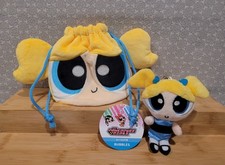 Teese Factory Powerpuff Girls Bubbles Drawstring Pouch Bag  Plush Keychain Set