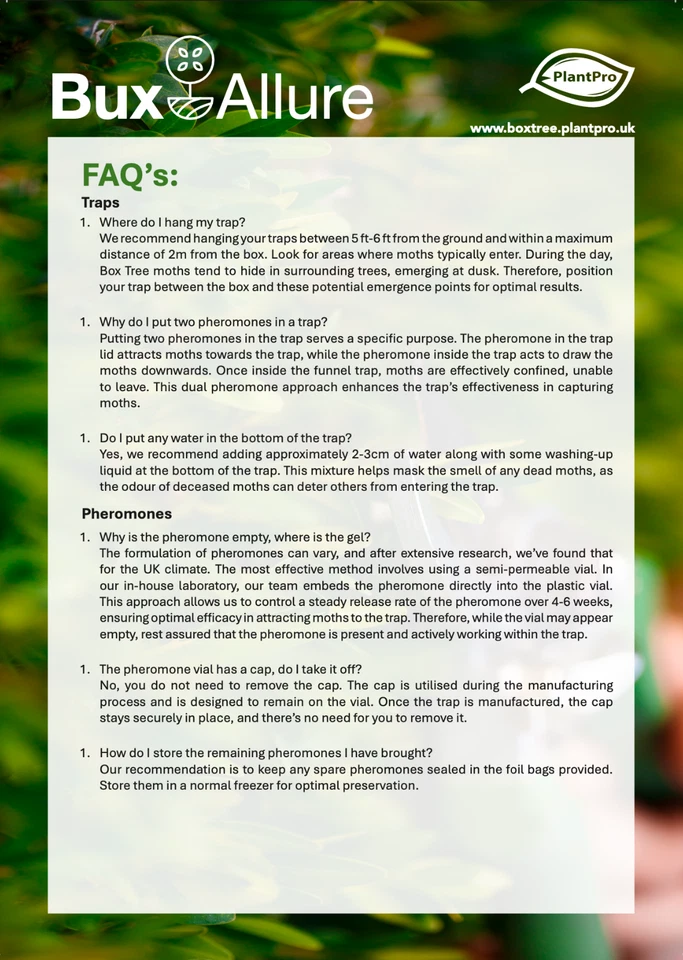 PlantPro Box Tree Moth Trap & 4x Pheromone Lures Reusable Catcher Protect Buxus - Image 4 of 4