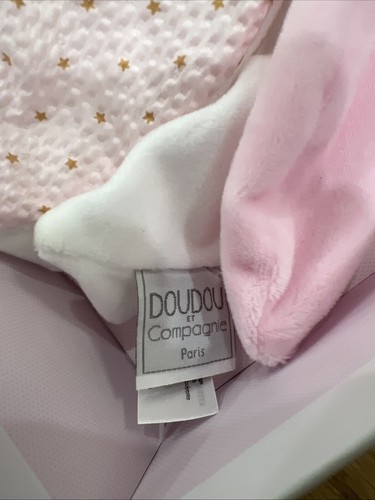 DouDou et Compagnie Paris Cat Kitten Kitty Petals Plush Lovey Blanket Pink NIB - Picture 3 of 6