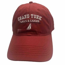 Grand Turk Turks & Caicos Maroon w White Hat Cap w Sailboat  Hook Loop Ouray EUC