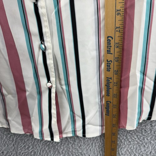 Josephine Size 12 Multicolor Button Up Blouse Top Striped Colorful Retro 80s 90s - Picture 5 of 6