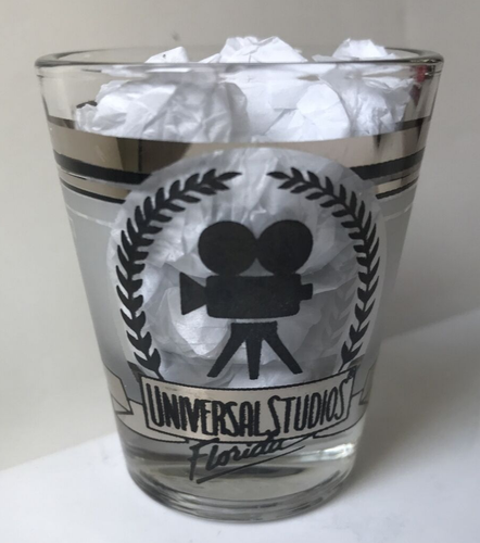 Vtg Shot Glass Universal Studios Florida Black Silver Retro Camera L👀K! 🎥 - Picture 5 of 7