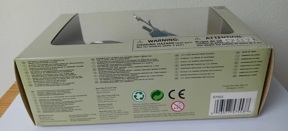 Vespa Primavera Blue 1:12 New Ray Newray Motorcycle Scooter Die Cast Model 57553 - Image 2 of 2