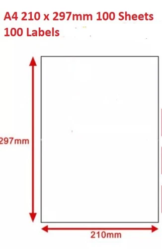 A4 Labels Self Adhesive Office Mailing 210x297mm All Label Size paper sticky