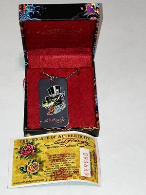 Ed Hardy Wolf Japan Original Licensed Stainless Steel Dog Tag Necklace