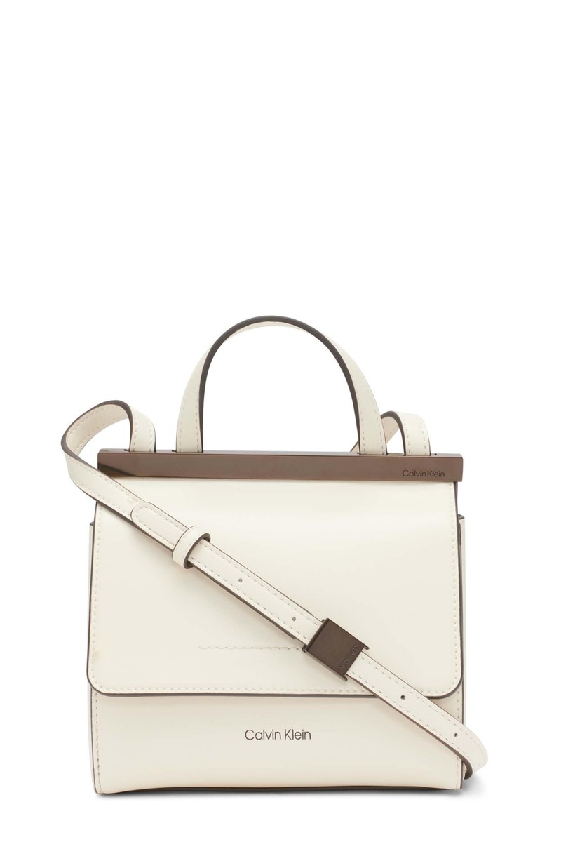 ハンドバッグ Women's CKJ Utility l Logo EW Flap Mini Bag Calvin Klein Coral Flap Mini Bag Crossbody Cherub White One
