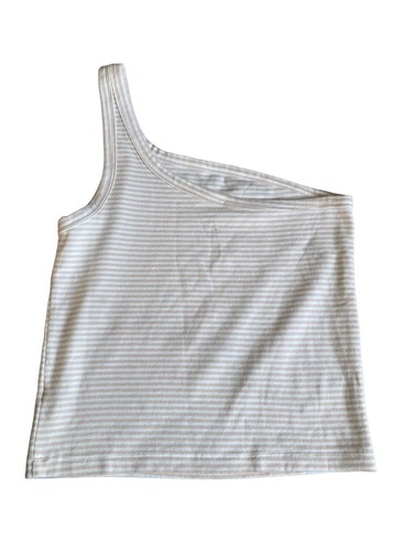 Aerie Damen One Shoulder gestreift kurzes Tankoberteil Größe M elfenbeinbeige Sommer Strand - Bild 5 von 12