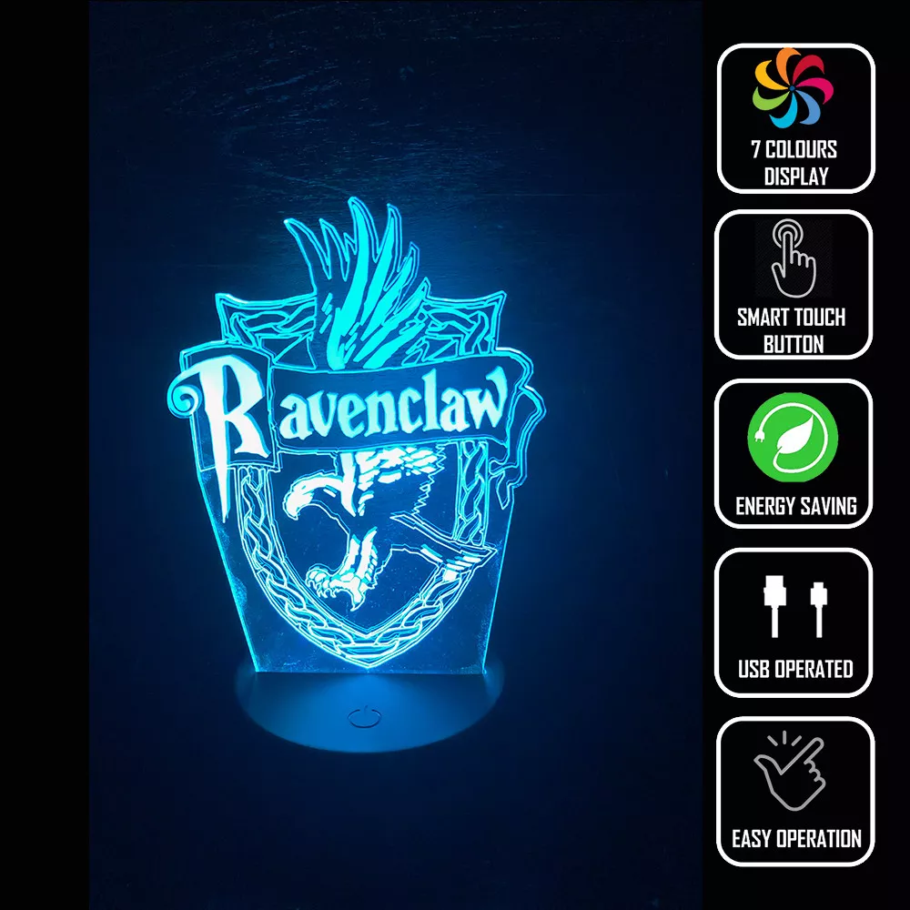 RAVENCLAW HP HARRY POTTER 3D Acrylic LED 7 Colour Night Light Touch Table  Lamp