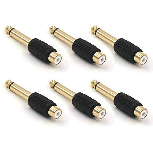 6 Stück Cinch Buchse auf 6,35 mm 1/4 Zoll Stecker TRS Stereo Stecker Adapter Steckverbinder - Bild 1 von 8