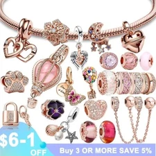 Rose Gold Dangle Beads Charms Women Fine Jewelry Accessories Pendant Charm 1pc