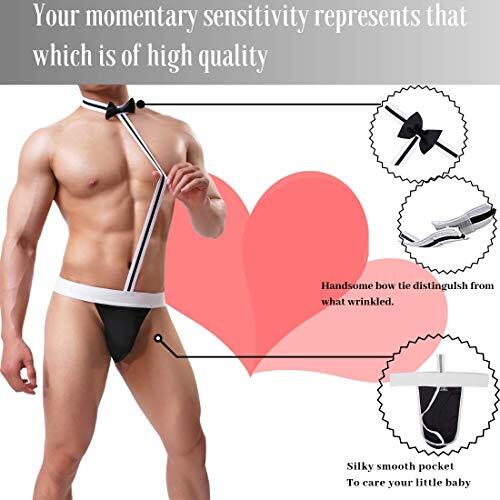 Men Sexy Underwear, Bow Tie Briefs Pouch Thong, Mens Low-Rise One Size Black - Bild 6 von 7