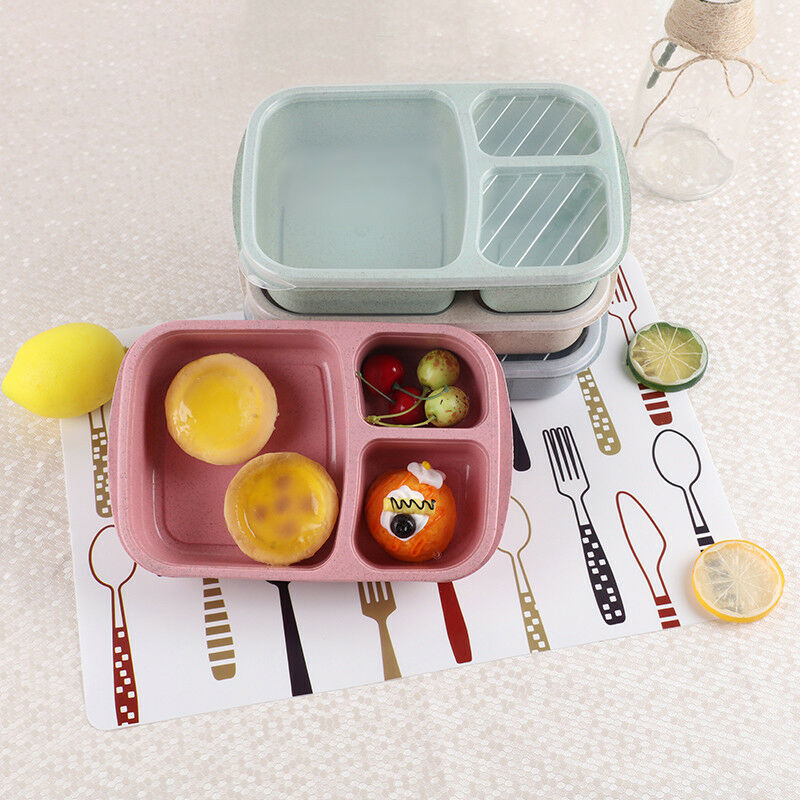 Wheat Straw Lunch Box Plastic Bento Box Microwavable Container eBay