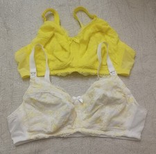 George Non-Wired And Unpadded X2 White/Lemon Nursing Bras UK Size 38E