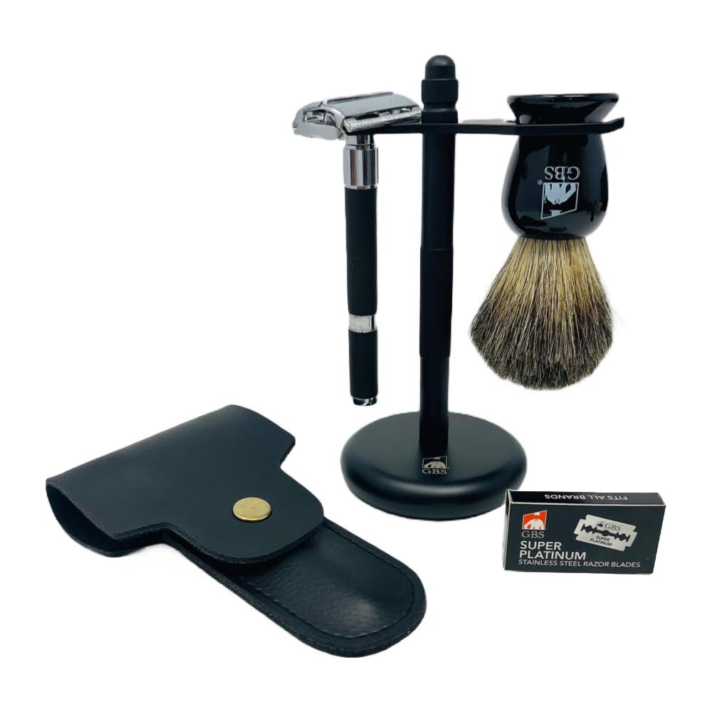 GBS Shaving Set 3 Pc.  Long Handle Razor