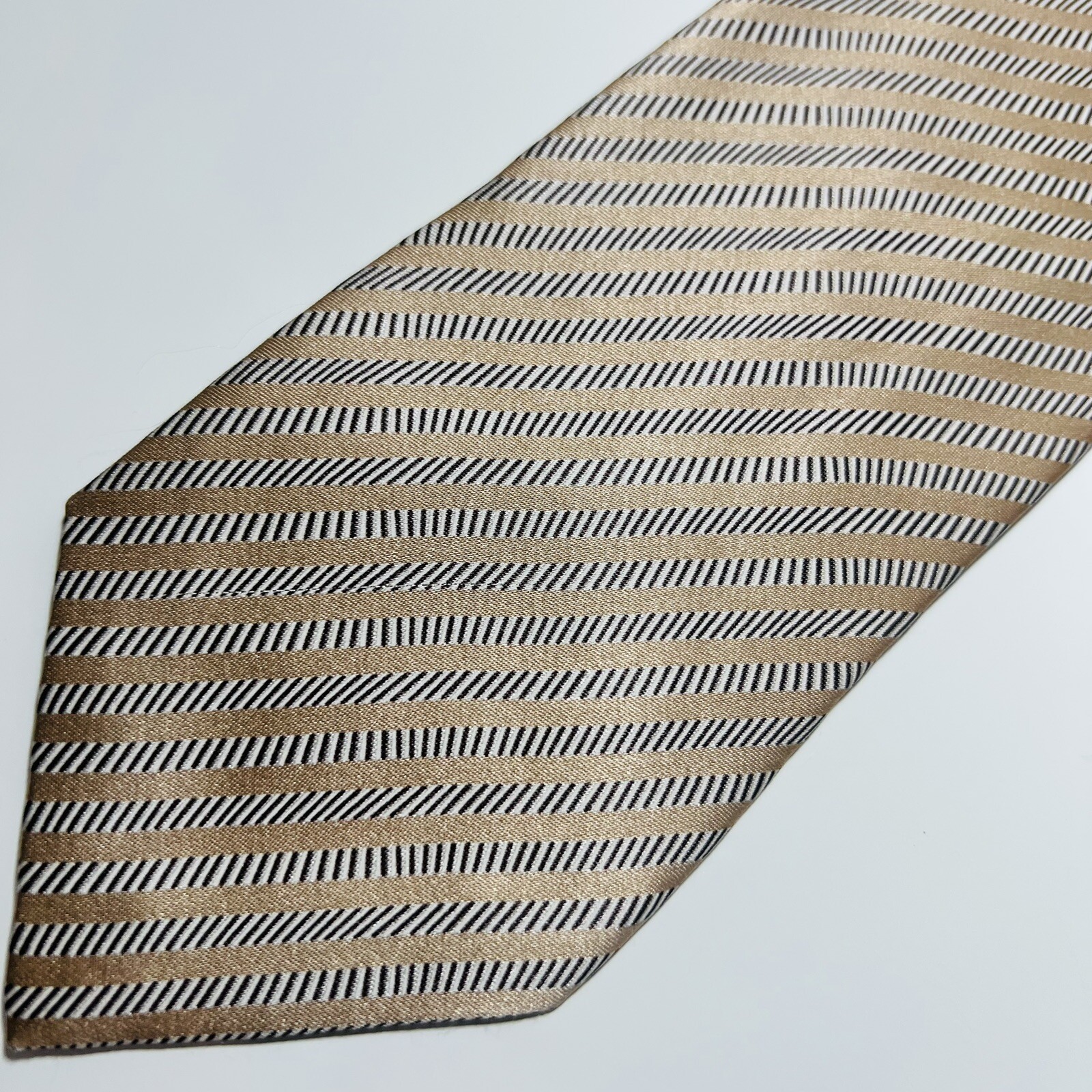 LANVIN Paris Modern/Recent Tan,Brown&Gray Striped… - image 12