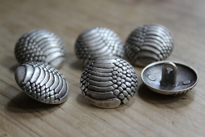 6x 22mm Silver Round Snake Lizard Skin Metal Buttons - Dinosaur Scales ...