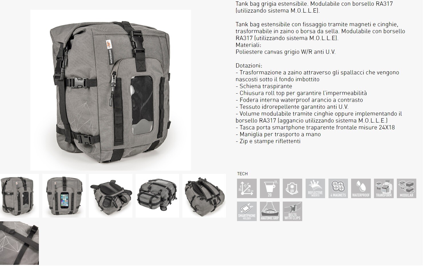 Bag Ladies Tank Motorcycle KAPPA RA315 Racer Water Resistant