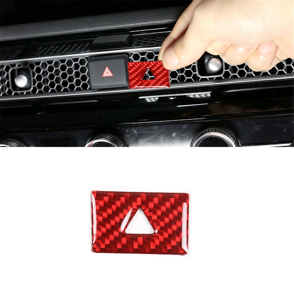 Red Carbon Fiber Style Warning Light Switch Trim For 2022-2024 Honda Civic