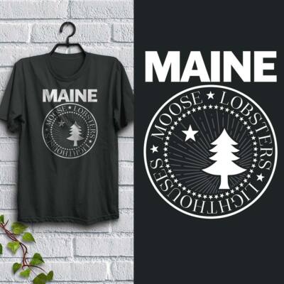 Maine Punk Rock Lobsters T-Shirt, Adult Unisex Black 100% Cotton S - XXL