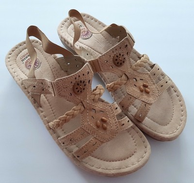 NWOT Earth Spirit ANDI Women's Size 11 M Sandals Elastic Ankle Strap Honey Beige | eBay