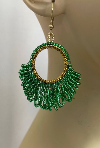 Handmade Circle Fringe Beaded Earrings You Pick The Color - Picture 10 of 18