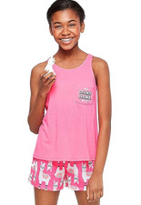 Justice No Drama Llama Pocket Shorts Pajama Set