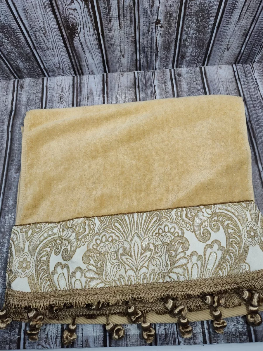 Croscill Home Elegant Decorative Gold Fringed Beaded Large Hand Towels 16 X  27